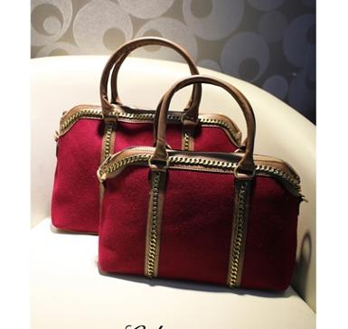 กระเป๋าLuluhouse รุ่นL95-02red regular size กระเป๋าแฟชั่นเกาหลี เป็นหนังพิเศษหนังกลับ (Nezi) 